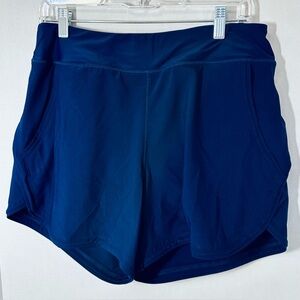 Lands End Sports Swim Shorts Size M Navy Blue  w Attached Brief Waist 31” NWT